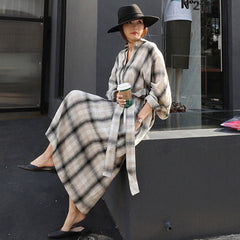 Loose Long Sleeve Lapel Tie Shirt Dress