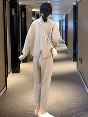 Two-Pieces Knitting Sweater Wide-Leg Pants Sets