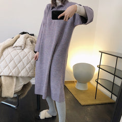 Retro Lapel Straight Shift Sweater Dress