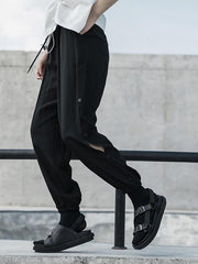 Black Split-Side Casual Ninth Pants