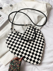 Contrast Plaid Crossbody Love One-Shoulder Armpit Bag