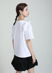 Solid Color Loose Round Neck Short Sleeve T-Shirt