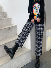 Women Plaid Loose Casual Pants