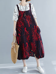 Literary Wide-Leg Pants Oversized Suspender Jumpsuits