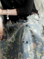 Original Retro Frog Belted Denim Skirt