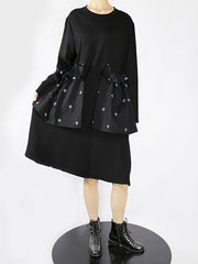 Original Design Clover Embroidery Big Pocket Midi Dress