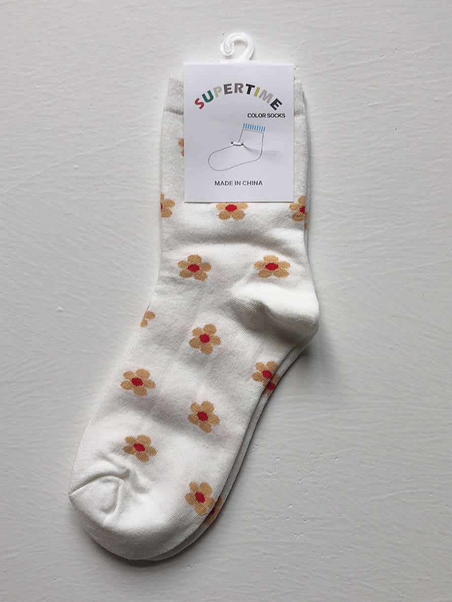 Flower Print Japanese Cute Long Socks