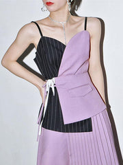 Asymmetric Contrast Color Bandage Vest