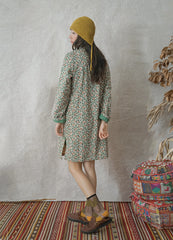 Retro Diagonal Single-Breasted Midi Dress