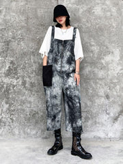Loose Print Zipper Sleeveless Casual Jumpsuit