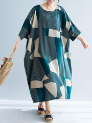 Plus Size Loose Geometric Pattern Maxi Dresses