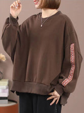 Round Neck Solid Color Loose Sweatshirt