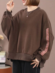 Round Neck Solid Color Loose Sweatshirt
