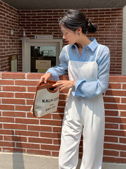 Simple Solid Color High Waist Suspenders Casual Jumpsuits