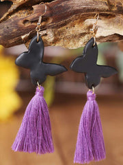 Exaggerated Handmade Skull Pumpkin Tassel Earrings