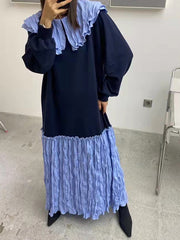 Loose College Style Pleated Maxi Dress