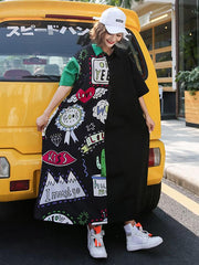 Oversize Printed Split-joint Dress