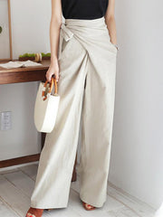 Pure Color Lace-Up Casual Trousers