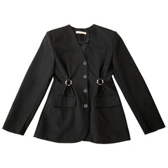 Solid Color V-Neck Long Sleeve Suit Outwear