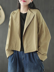 Women Solid Casual Loose Short Outwear