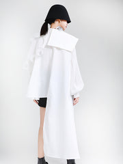 Long Sleeves Irregular Wrinkled Blouse