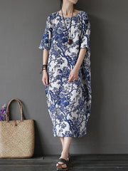 Loose National style Printed Long Dress