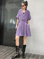 Original Lapel Elasticity Waist Dress