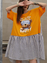 Round Neck Hip Hop Short Sleeve Dress