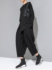 Simple And Thin Wide-Leg Cropped Trousers