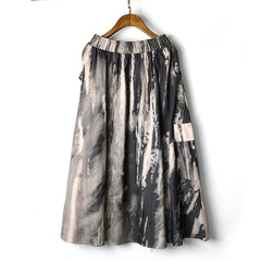 Vintage Tie Dye Lace Up Irregular Skirt