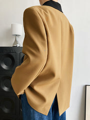 Contrasting Color Lapels Urban Blazer Outwear