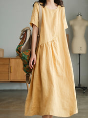 Simple Loose Breathable Solid Color Dress