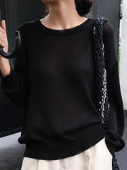 Simple Solid Color Crewneck Sweater