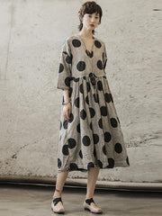 Loose Polka-dot Hemline Midi Dress