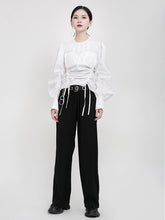 Black Solid Straight Leg Pants