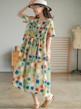 Retro Polka Dot Print Loose Midi Dress