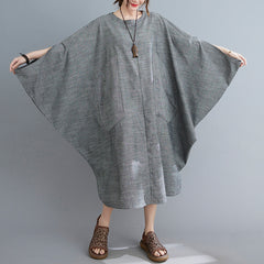 Round Neck Pullover Bat Sleeve Loose Casual Dress