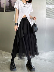 Elastic High Waist Slimming Irregular Stitching Skirt