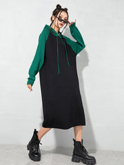 Urban Loose Color-Block Knitted Midi Dress