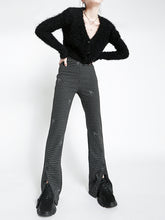 Women Retro Check Slim Fit Straight Casual Pants