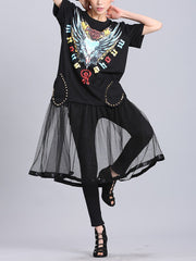 Women Letter Print Loose Dress