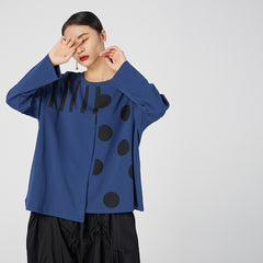 Retro Loose Geometric Polka-Dot Sweatshirt