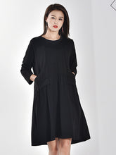Solid Long Sleeves Loose Midi Dress