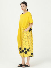Loose Polka-Dot Split-Joint Long Dress
