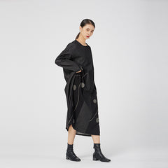 Original Design Color-Block Irregular Splicing Midi Dress