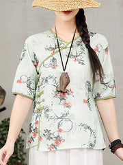 Retro Slouchy Plate Button Irregular T-Shirt