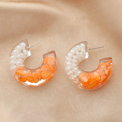 Personalized Creative Pearl Transparent Colorful Stone Stud Earrings