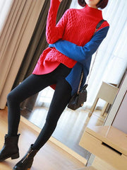 Loose Split-Joint Color Knitting Sweater