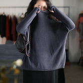 Women Retro Pullover Turtleneck Sweater