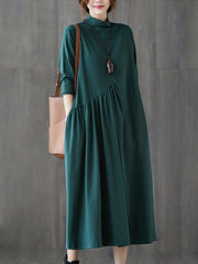 Men Simple Solid Color High Collar Dress